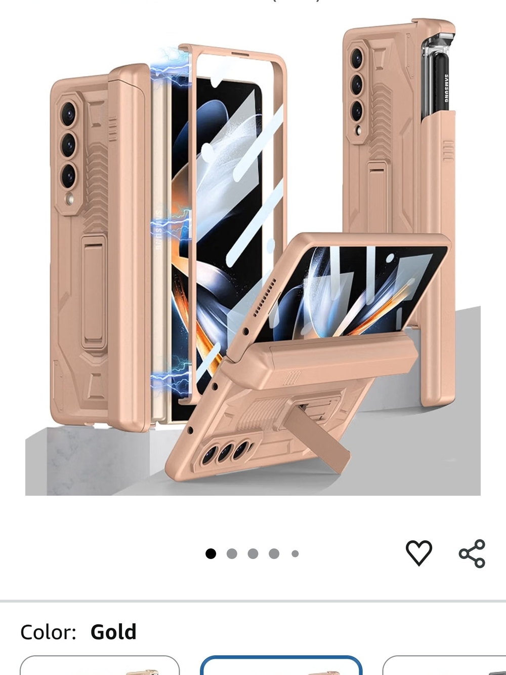 Gold Rugged Kickstand Phone Case for Foldable Phones